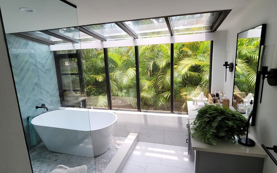 Bathroom windows tinted to reduce heat