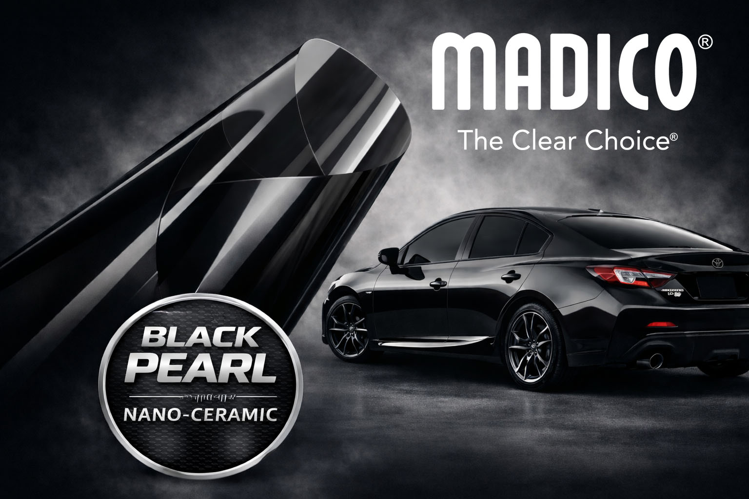 Image of The window tint brand we use which is Black Pearl Nano Ceramic by Madico Window Films.